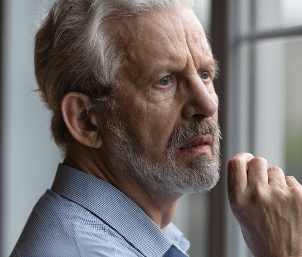 A man looking anxious.